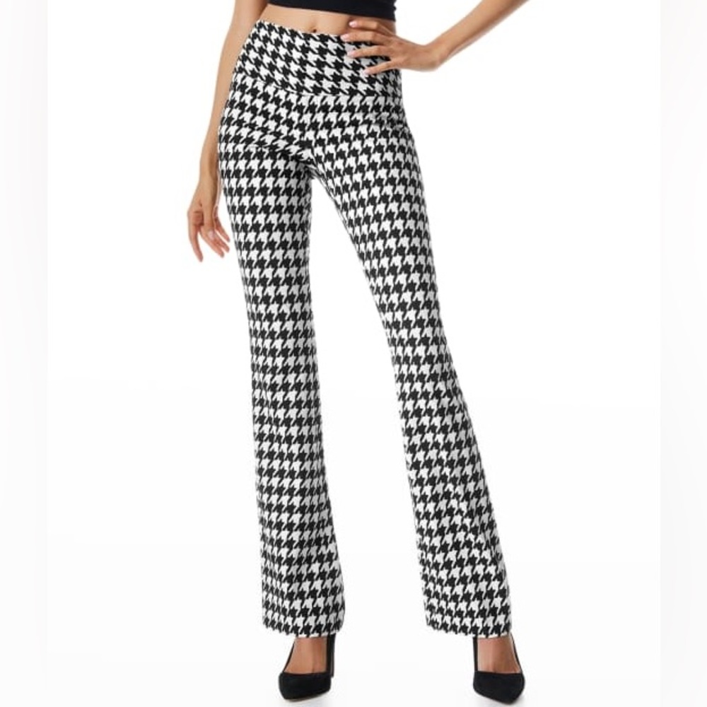 Alice and Olivia Straight Bootcut Houndstooth Print Pants